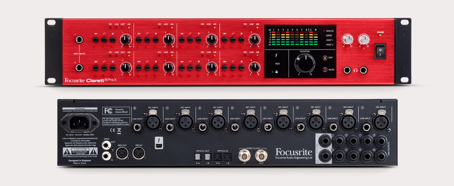 Focusrite Clarett 8PreX 26In, 28Out Thunderbolt Audio Interface Amazon.co.uk Musical Instruments