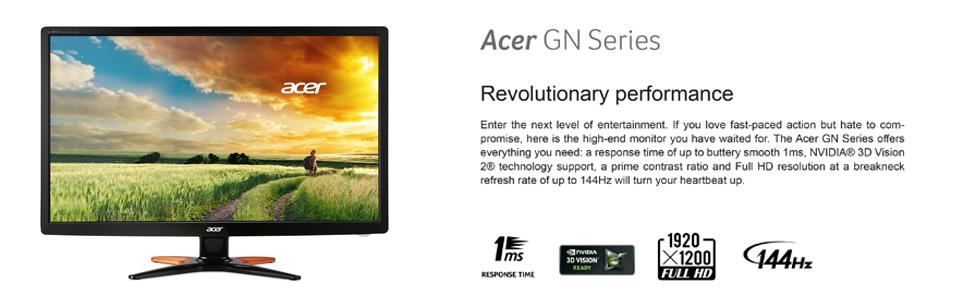 Acer Predator Gn246hlbbid 61 Cm 24 Zoll Monitor Acer GN246HLBbid 24 Inch FHD Gaming Monitor, Black (TN Panel, 1 ms