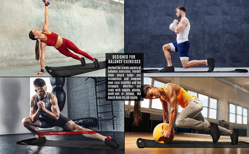 Yes4All Slide Board Workout Board with Carrying Bag and
