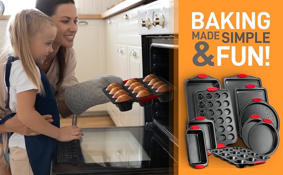 Nonstick Bakeware Set;Baking Tray; Oven;Pizza Loaf Muffin;Cookie Sheet;Non Stick;Bakeware Set