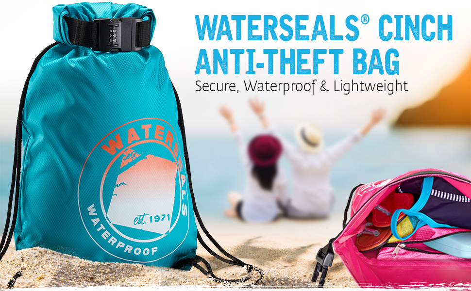 WaterSeals Locking Cinch Drawstring Backpack Women & Men Ripstop