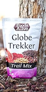 Globe Trekker Trail Mix - Organic, Plant-Based, Jungle Peanuts, Cacao Nibs, Goji Berries, Mulberries