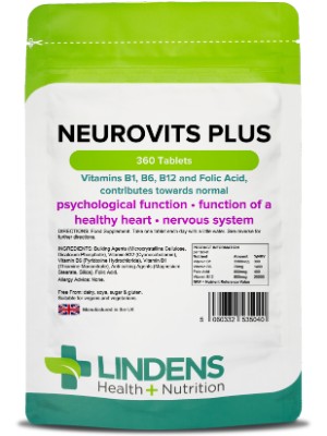 Lindens food supplement psychological nervous function Folic Acid Vitamin B1 B6 B12 neurovits plus 
