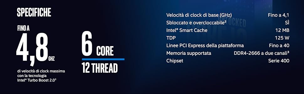 Processore intel core i5-10600K di decima generazione per pc desktop box caja