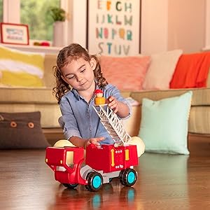 Green toys fire truck kids vehicle toddler tonka engine fisher boys age 1 2 years old bruder