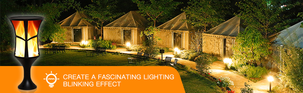 Crting Solar Lights Outdoor Upgraded Waterproof Flickering Flames