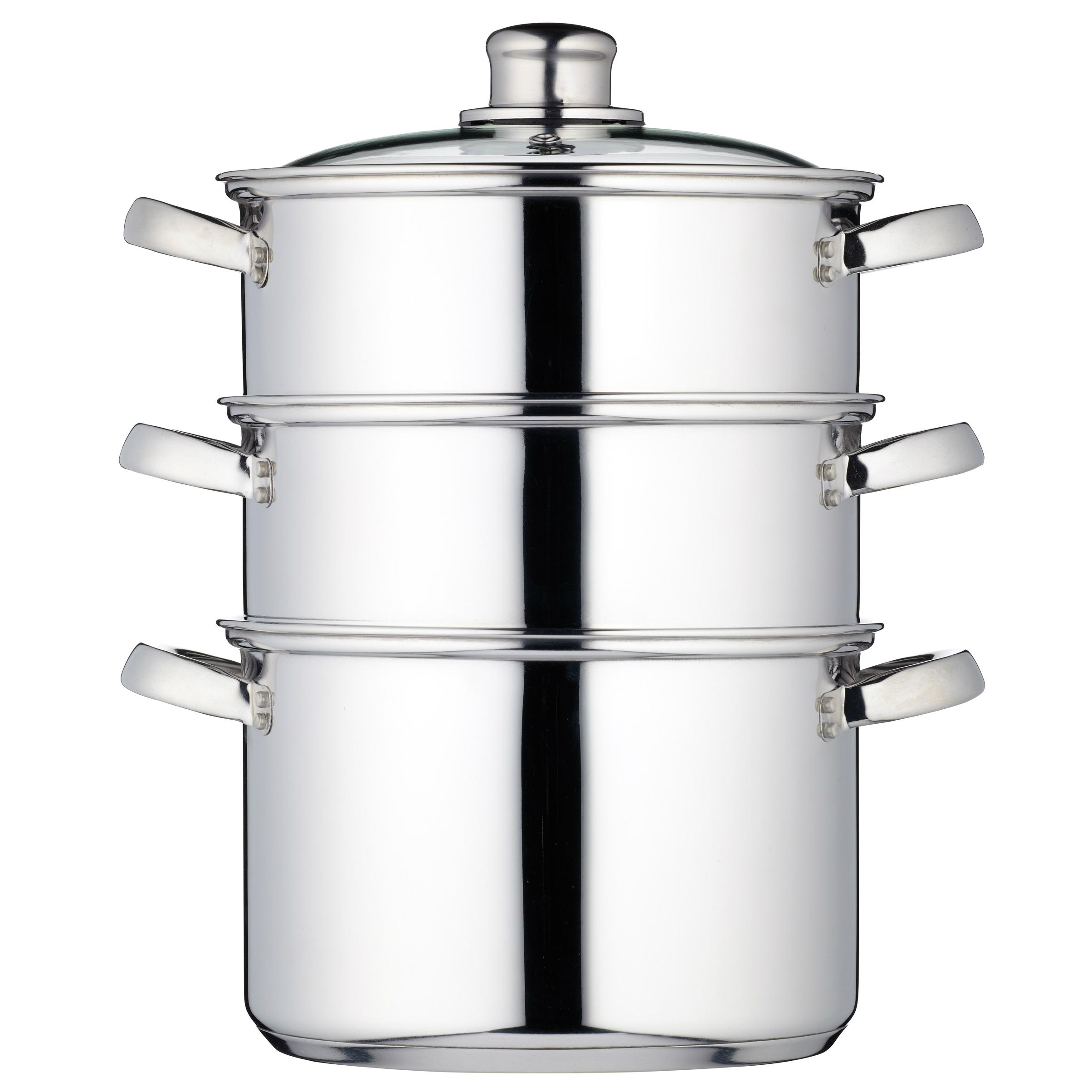 KitchenCraft 3 Tier Food Steamer Pan/Stock Pot in Gift Box, Induction