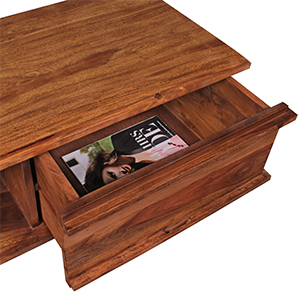 FineBuy Lowboard Massivholz Sheesham Kommode 145 cm TV-Board Ablage