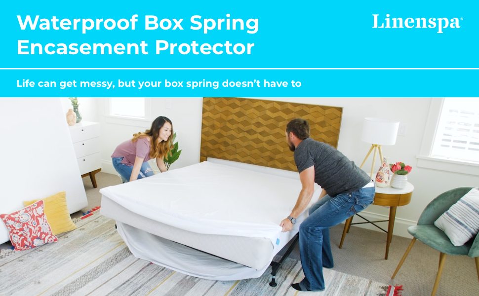 LINENSPA Waterproof Bed Bug Proof Box Spring Encasement Protector