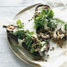 Spiced eggplant with lentil & herb salad & tahini yogurt