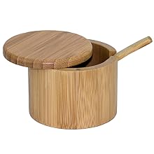 salt box, salt cellar, decorative box, bamboo, salt, seasoning, kitchen, cooking, home, spoon, store