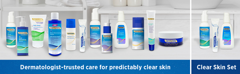 differin clear skin routine set face acne