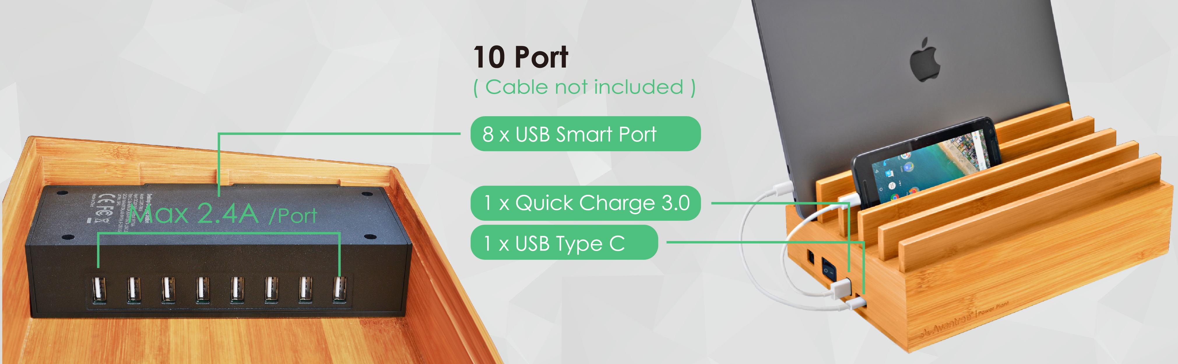 Amazon.com: UL Certified 100W 10 Port Bamboo Charging Docking Station