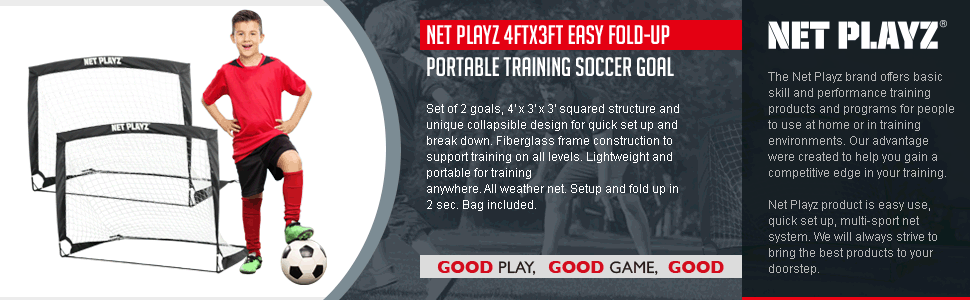 Net Playz 4ftx3ft Easy Fold Up Portable Training Soccer Goal Set Of 2 Goals Amazon Canada