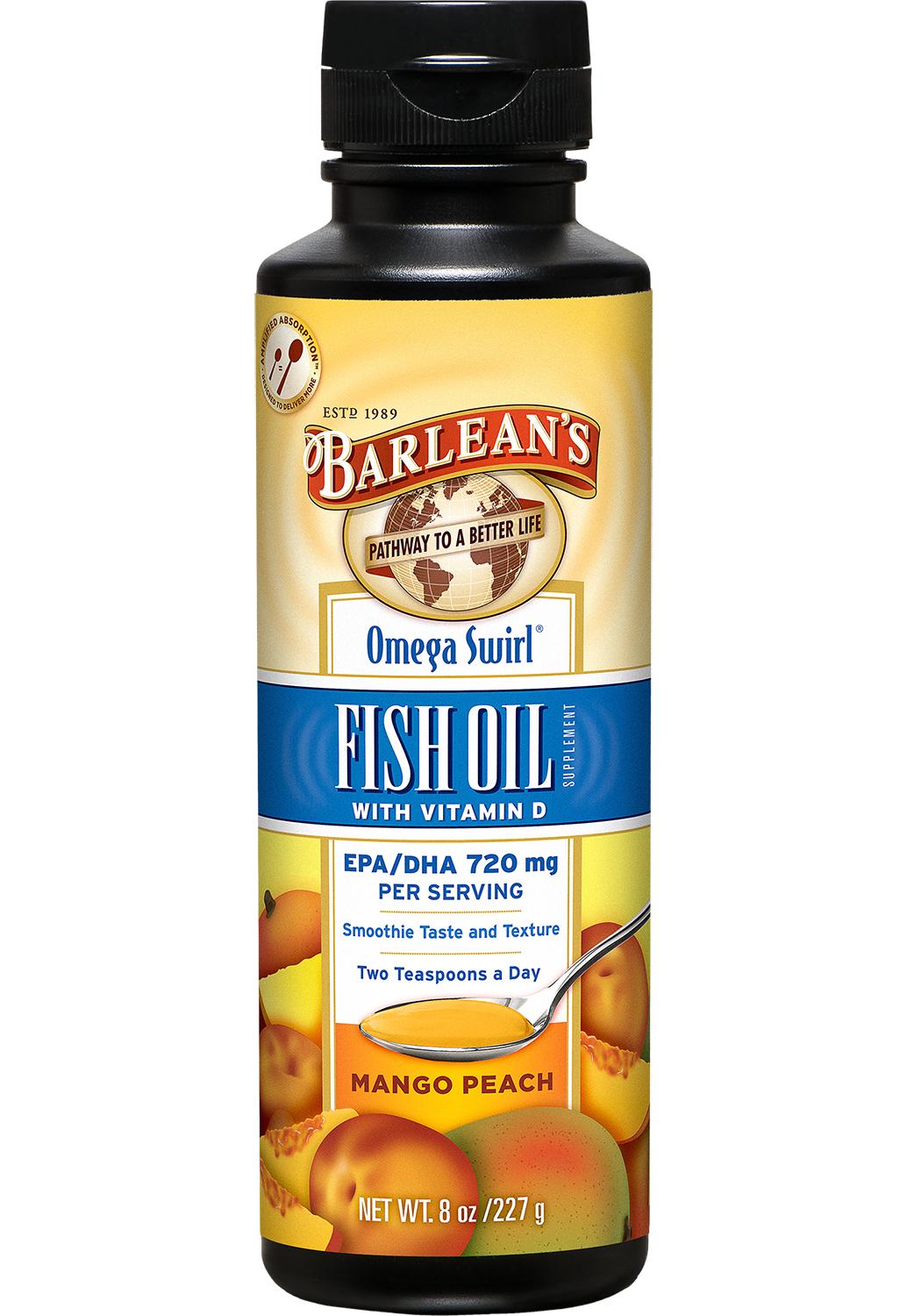Barlean’s Seriously Delicious Omega3 Fish Oil, Mango Peach Smoothie, 8oz Health