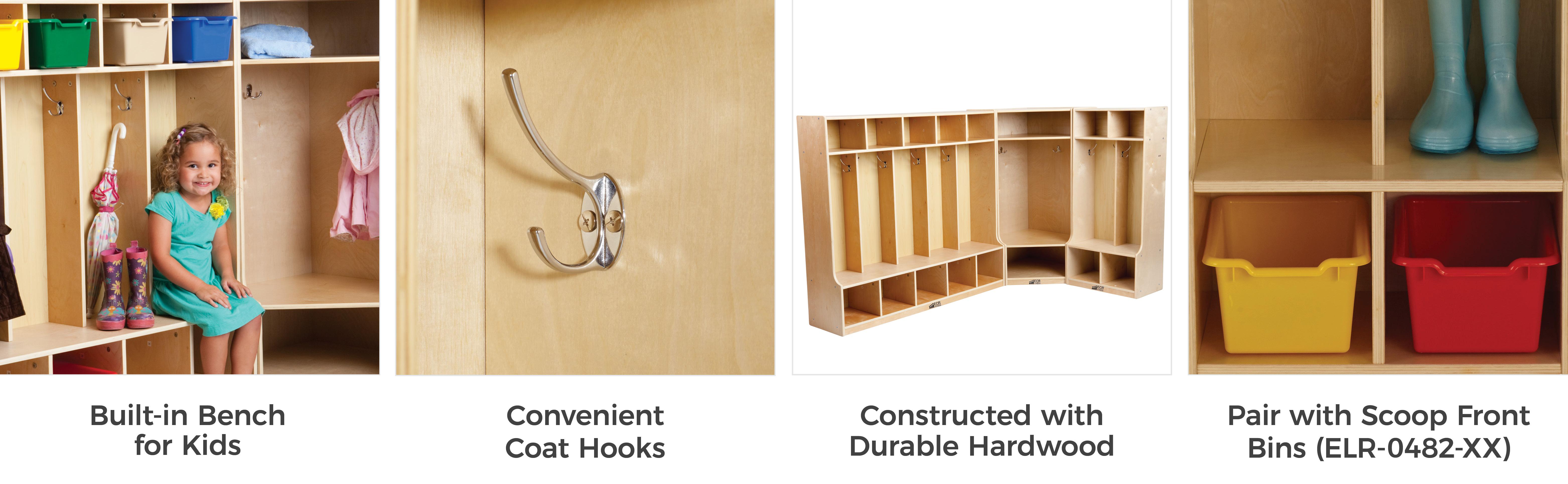 ECR4Kids Birch School Coat Locker for Toddlers and Kids, 5