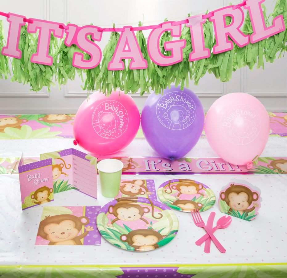 Girl Monkey Baby Shower Invitations, 8ct Kitchen & Dining