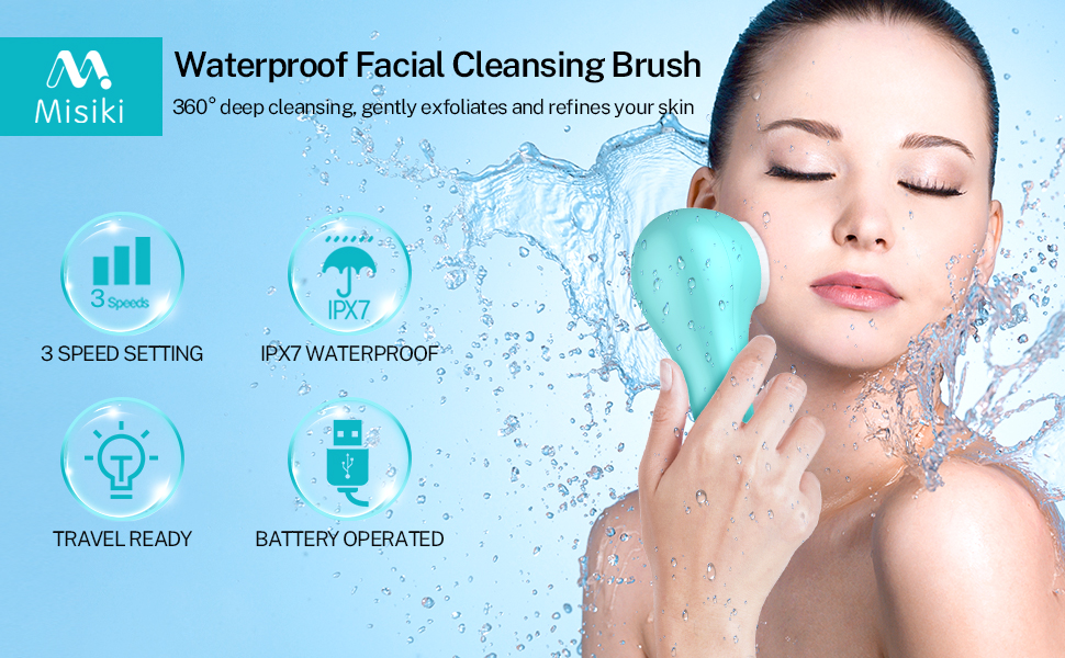 Misiki Facial Cleansing Brush IPX7 Waterproof Electric Face Brush for