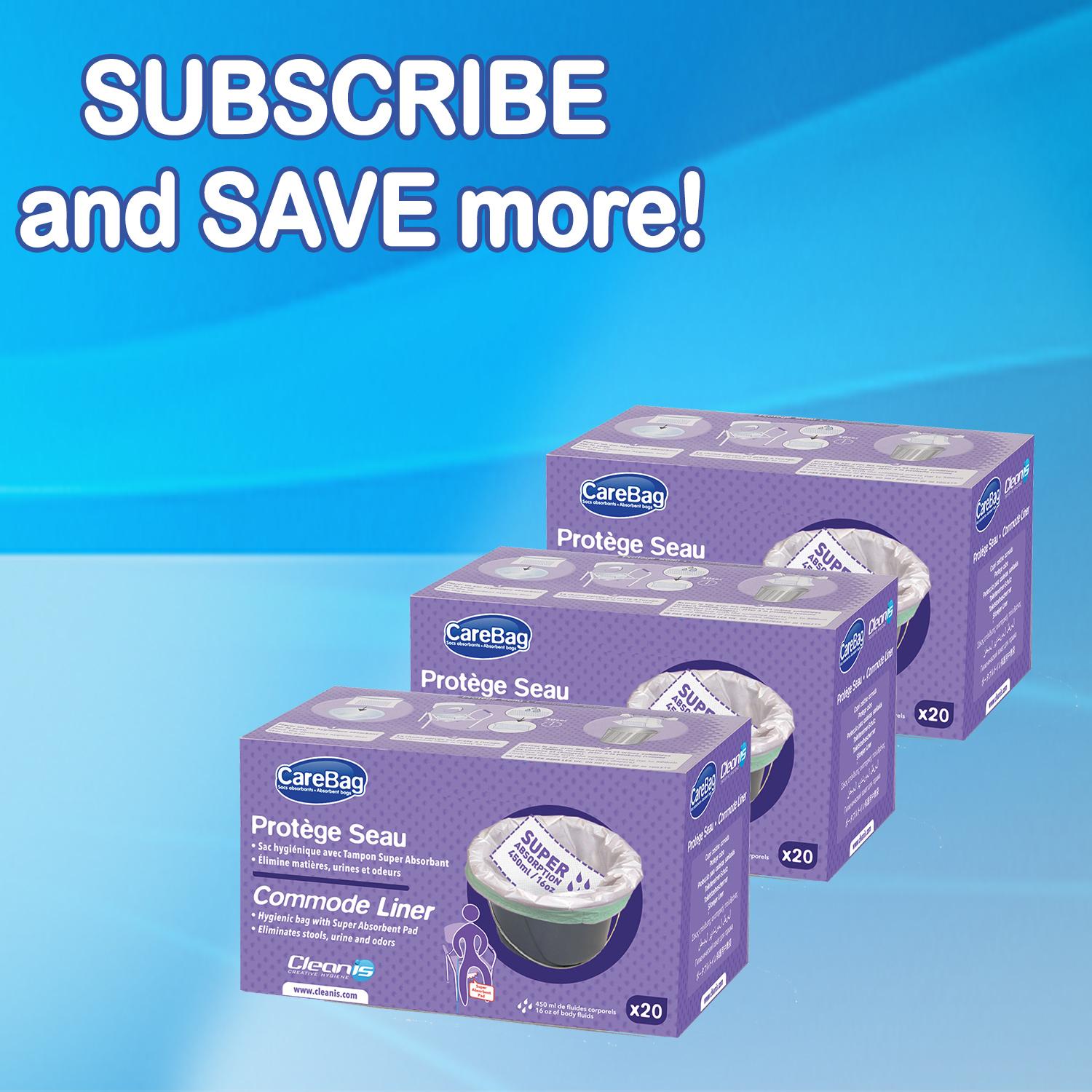 Carebag Medical Grade Commode Liners with Super Absorbent