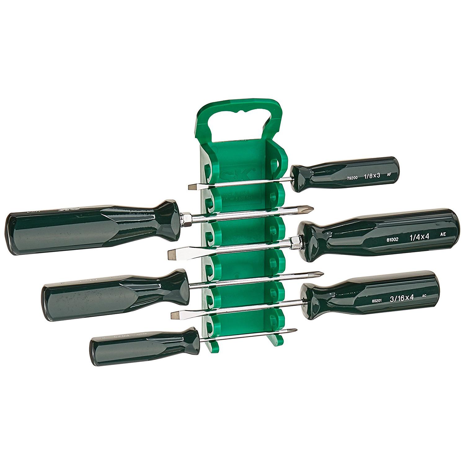 SK Hand Tool 86320 6 Piece SureGrip Combination Screwdriver Set, Green