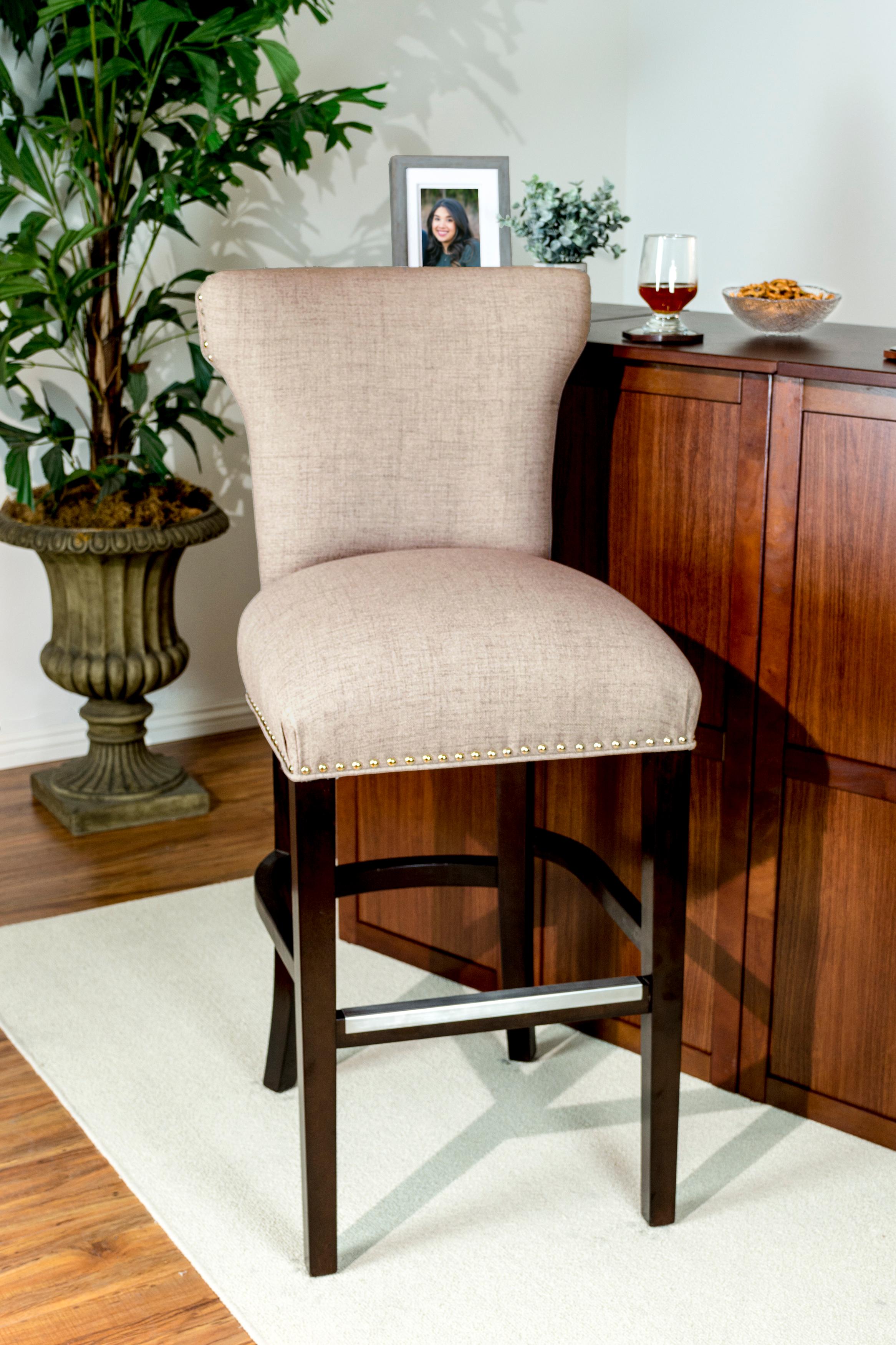 Sole Designs Bella Collection Modern Upholstered Bar Stool Chair With Concave Back