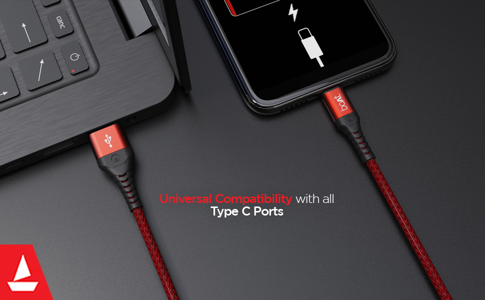 boAt TypeC A550 Stress Resistant, TangleFree, Sturdy Cable with 3A