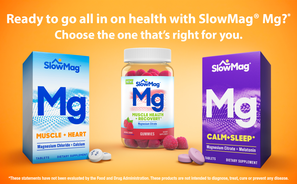 SlowMag Mg Muscle + Heart Magnesium Chloride with Calcium Supplement