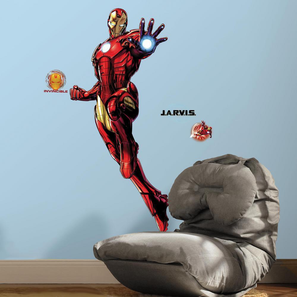 RoomMates RMK3172GM Iron Man Peel and Stick Giant Wall Decals with Glow