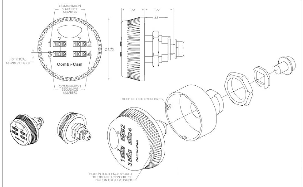 CombiCam 7803S 4Dial Combination Door Lock with 5/8" Cylinder and Black Finish, Locks
