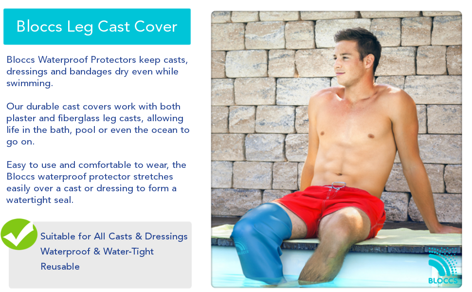 Bloccs Waterproof Cover for Plaster Cast Leg, Swim, Shower & Bathe