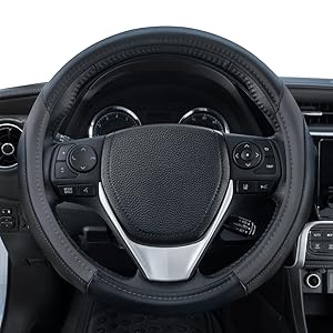 motor trend steering wheel cover 810 black leather