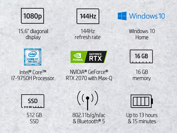 16 gb 512 ssd solid state drive ram sdram 8 dedicated discrete bluetooth 5 802.11b/g/n/ac