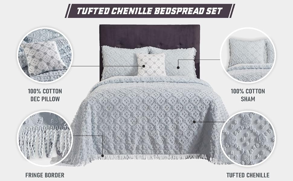 Better Trends Chenille Charleston Bedspreads, 100 Cotton 4