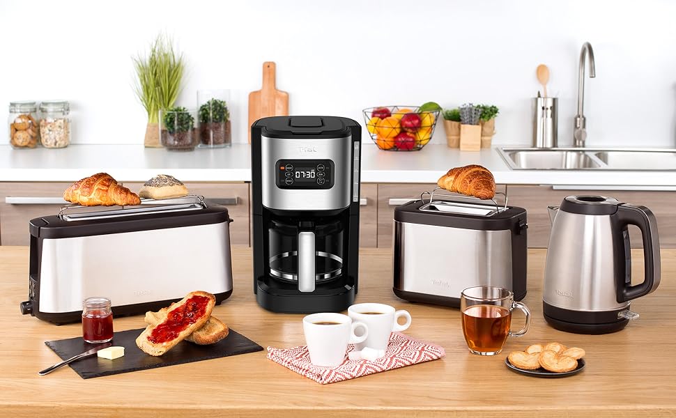 Tfal Element Plastic and Stainless Steel Drip Coffee Machine 12 Cup Programmable