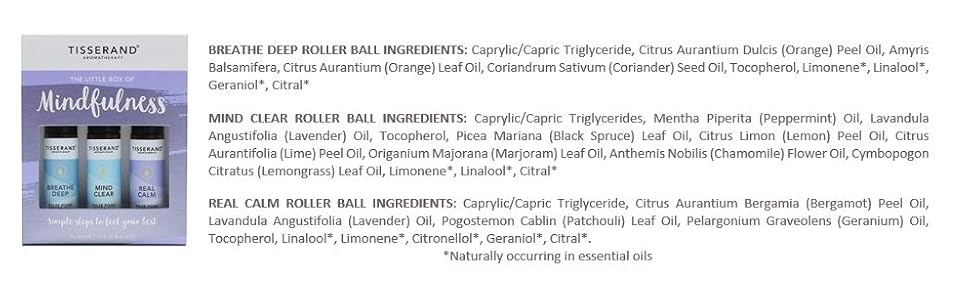 tisserand little box of mindfulness ingredients