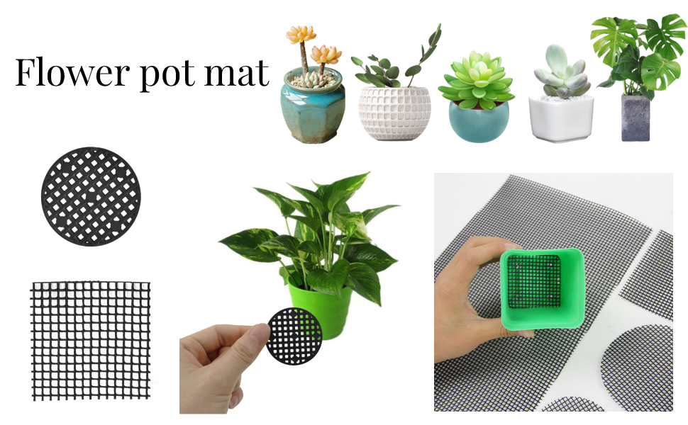Cafopgrill 10 Stück Blumentopfmatte, Garten Absorbent Blumentopf Loch Runde Mesh Matte Drainage