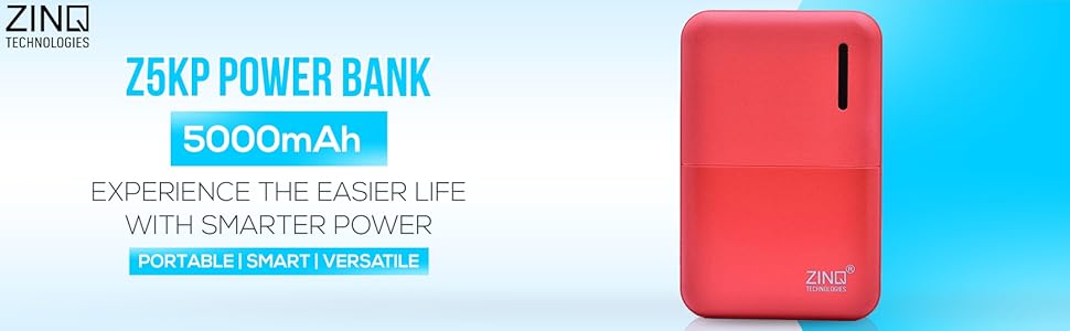 Zinq Technologies Z5KP 5000mAH Lithium Polymer Power Bank (Red)