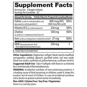 Prenatal Essentials choline fetal neural development DHA fetal brain & spinal development