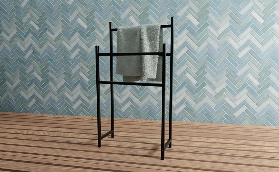 LEVIRA Toallero de Baño sin Taladro Morus, 43 x 18 x 80 - Negro