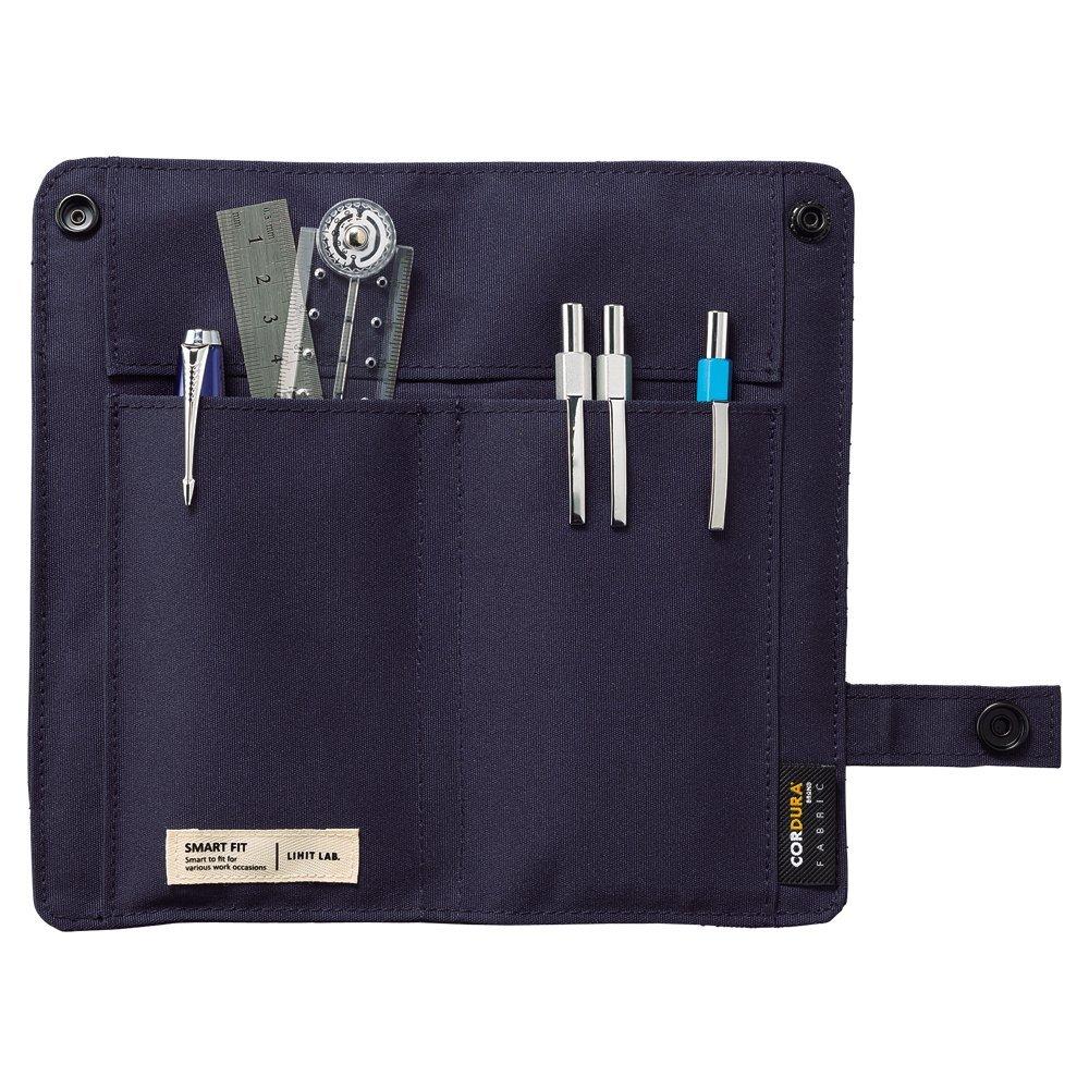 LIHIT LAB Double Pen Case, L size, Black, 4.1 x 8.7" (A766124