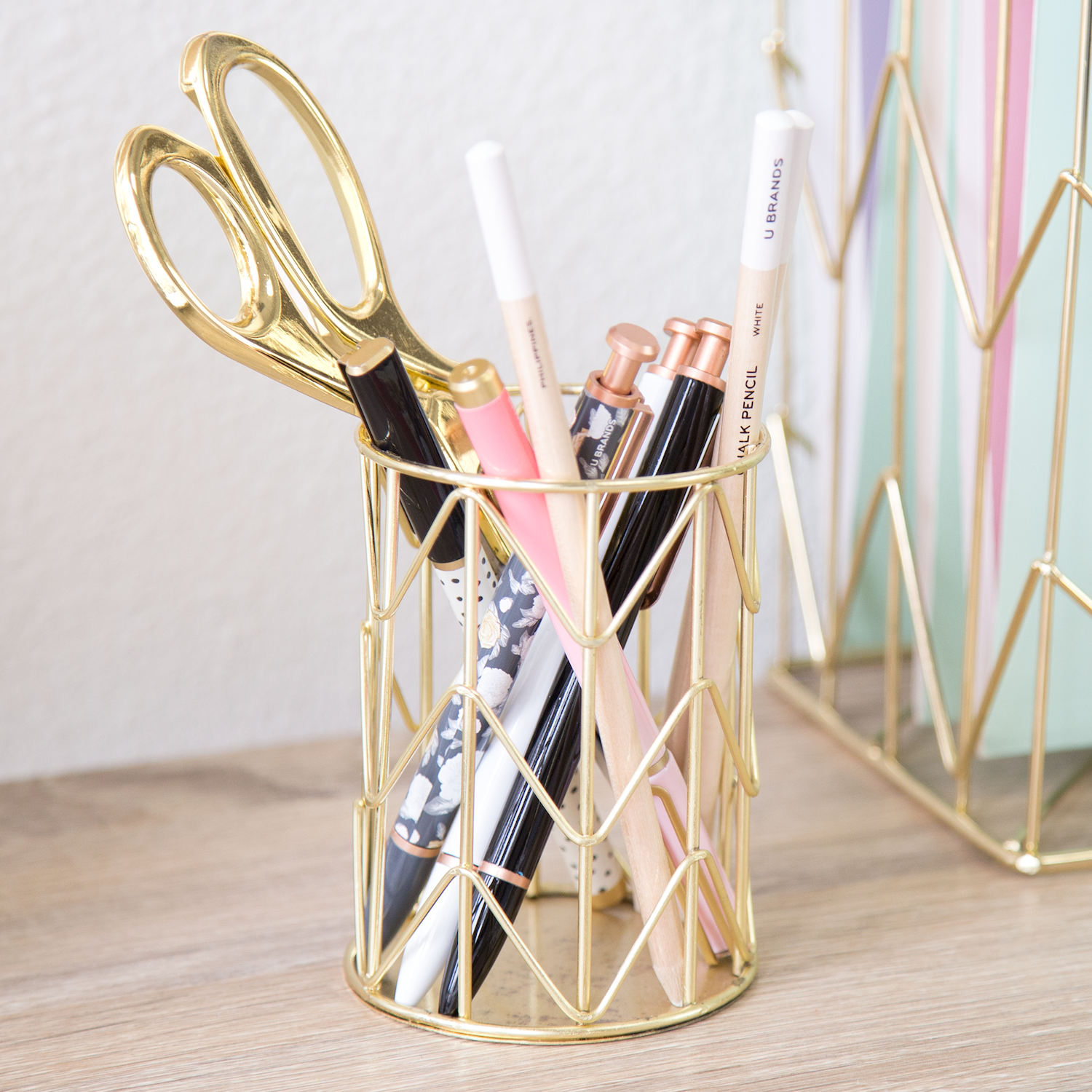 U Brands Hanging File Desk Organizer, Wire Metal, Gold 894U0206 Office Products