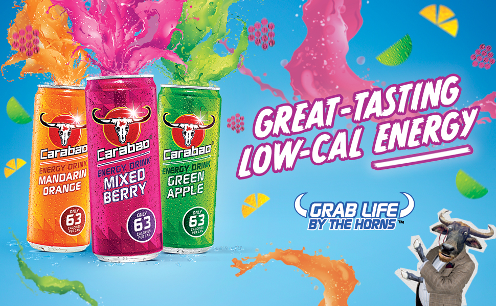Carabao Energy Drink Original, 12 x 330ml Cans Case, Low Calorie, Lower