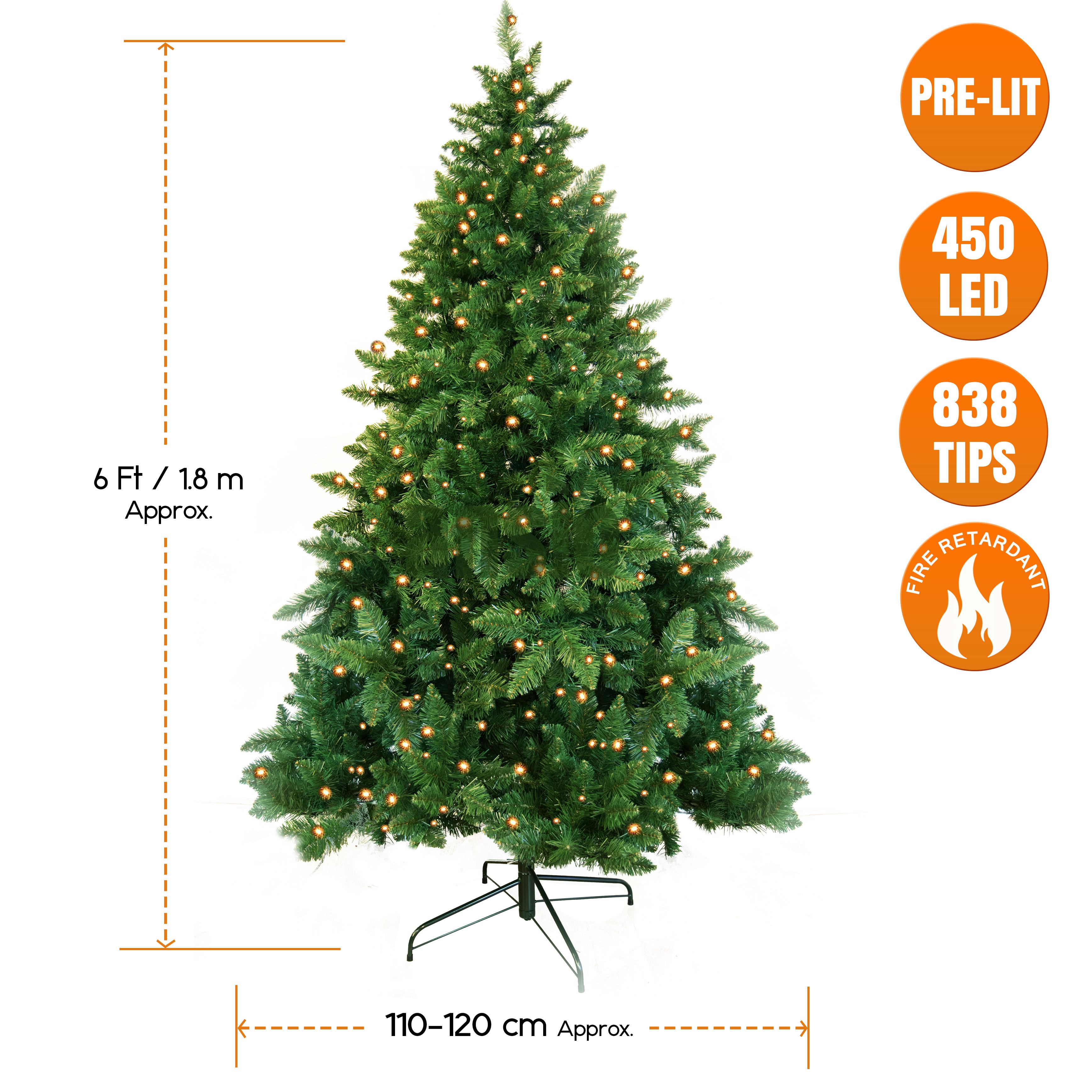 Pre Lit Christmas Tree 6ft / 1.8M Artificial Christmas Tree with 450