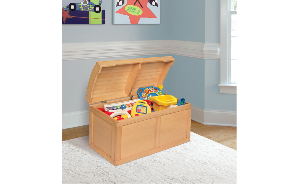 Badger Basket Kid's Hardwood Barrel Top Toy Box Storage