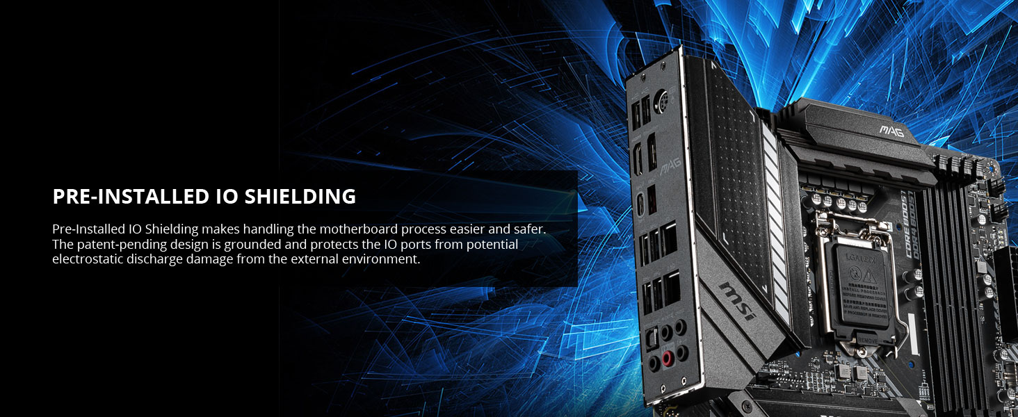 msi, mag z490 tomahawk, pre-installed io shielding, preinstalled rear io, back panel