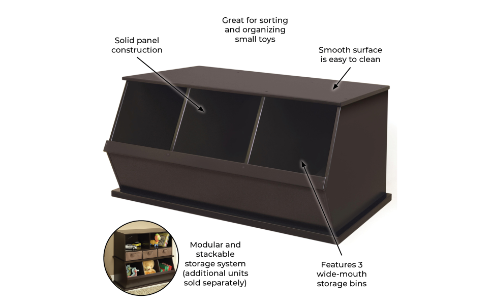 Badger Basket Three Bin Stackable Toy Storage Cubby