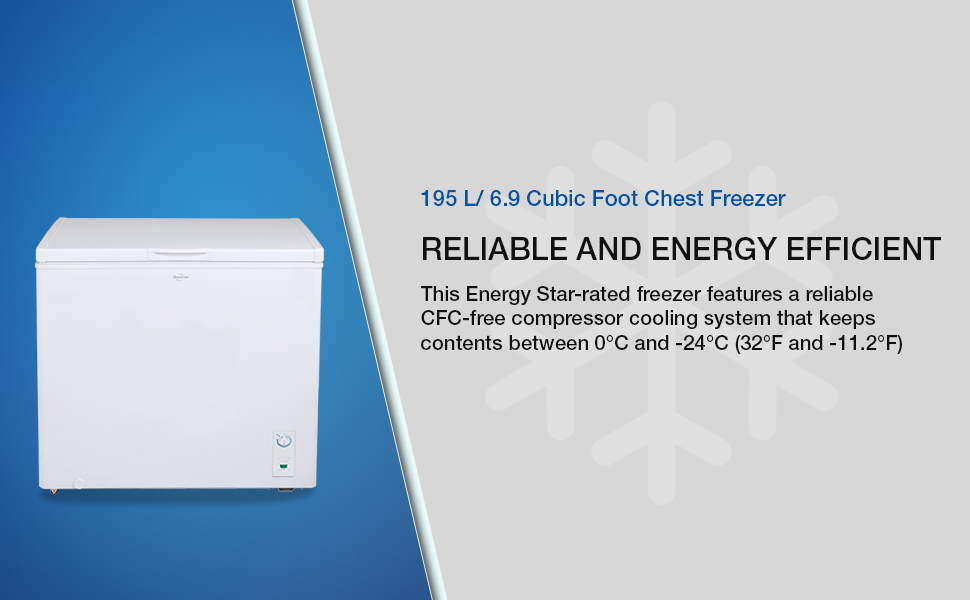 Koolatron KTCF195, Large Chest Freezer with Adjustable Thermostat, 6.9