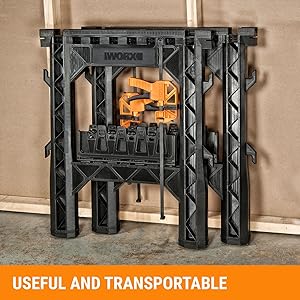 WORX Clamping Sawhorse Pair with Bar Clamps, Built-in Shelf and Cord Hooks 15 WORX Clamping Sawhorse Pair with Bar Clamps, Built-in Shelf and Cord Hooks 5