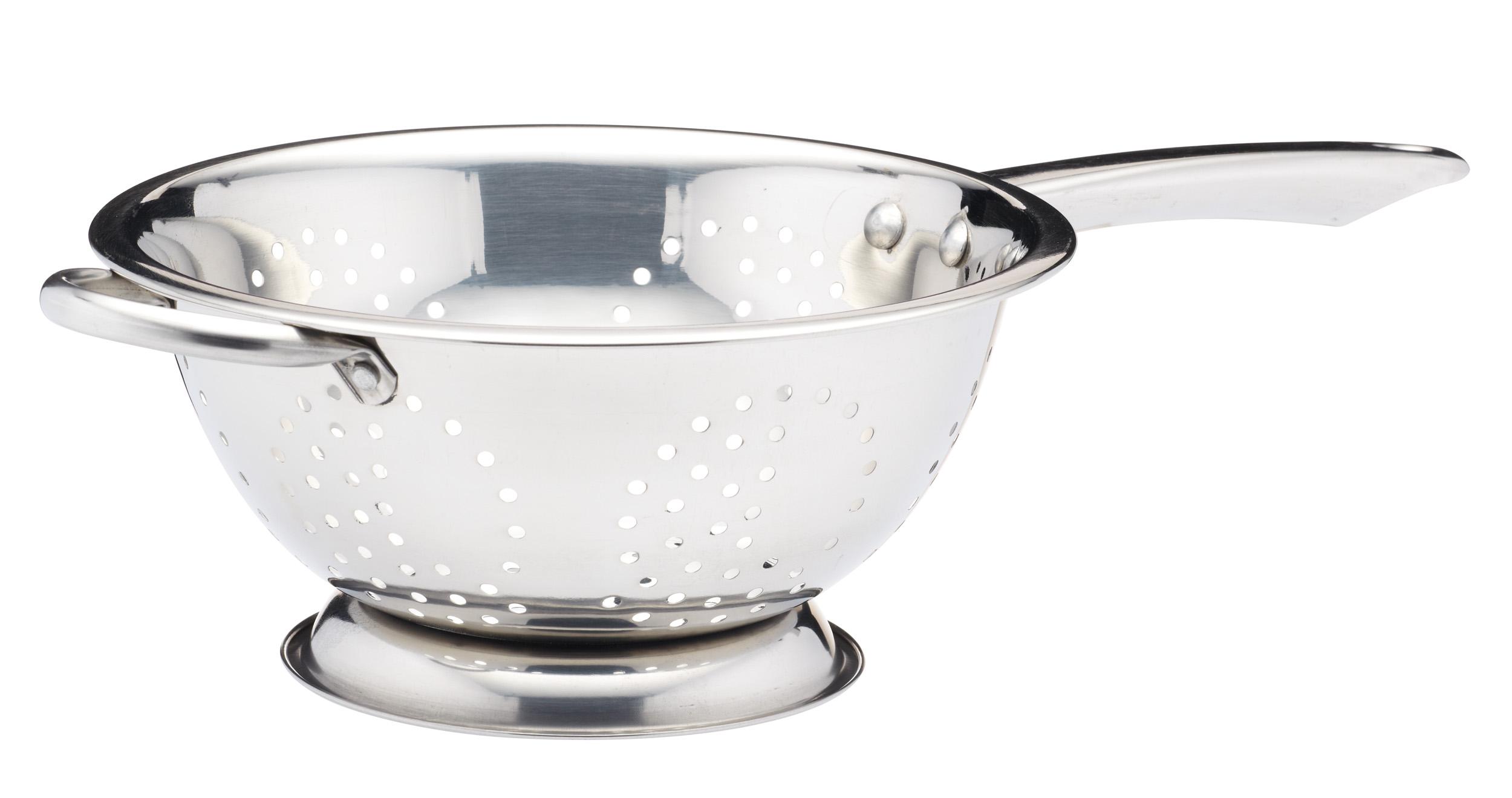KitchenCraft Footed Stainless Steel LongHandle Colander, 24 cm (9.5