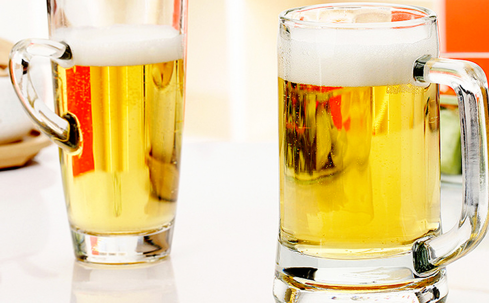 Ocean Munich Beer Mug, Set of 6, Clear, 355 Ml, P00840, Beer Glass, Ale